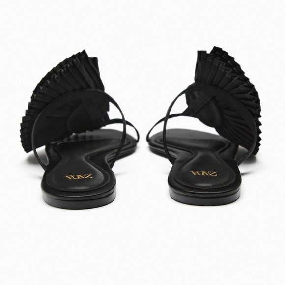 ZARA PLEATED FLAT SANDALS - Picture 5 of 8